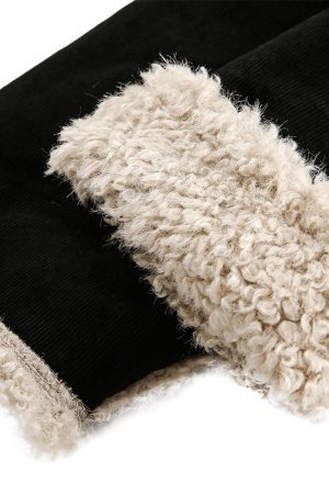 Concert Outfit Fur Collar Zip Up Sherpa-Lined Jacket