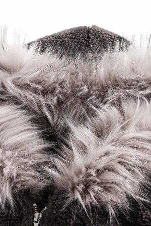 Concert Outfit Fur Hooded Quilted Sherpa Jacket