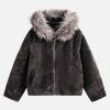 Concert Outfit Fur Hooded Quilted Sherpa Jacket