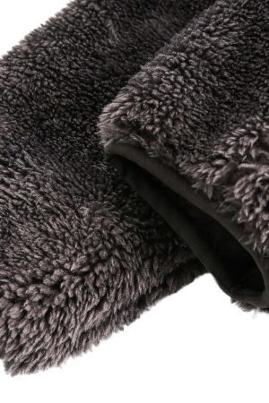 Concert Outfit Fur Hooded Quilted Sherpa Jacket