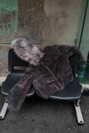 Concert Outfit Fur Hooded Quilted Sherpa Jacket