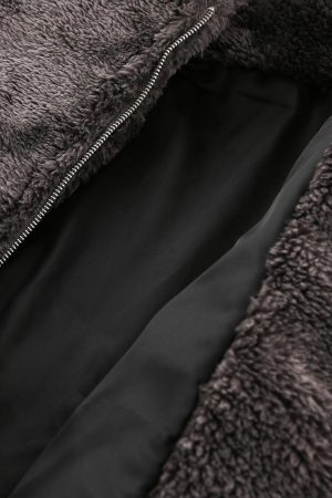 Concert Outfit Fur Hooded Quilted Sherpa Jacket