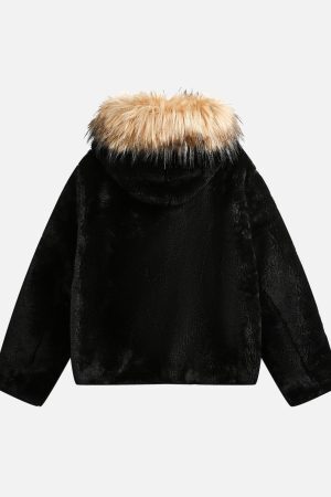 Concert Outfit Fur Hooded Quilted Sherpa Jacket