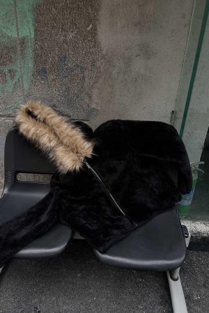 Concert Outfit Fur Hooded Quilted Sherpa Jacket