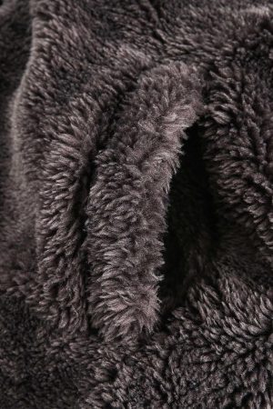 Concert Outfit Fur Hooded Quilted Sherpa Jacket