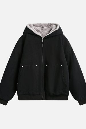 Concert Outfit Fur Hooded Zip Up Quilted Jacket