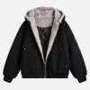 Concert Outfit Fur Hooded Zip Up Quilted Jacket