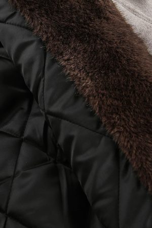 Concert Outfit Fur Hooded Zip Up Quilted Jacket