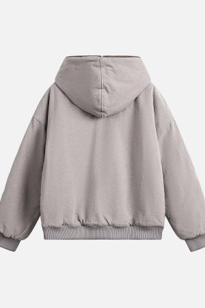 Concert Outfit Fur Hooded Zip Up Quilted Jacket