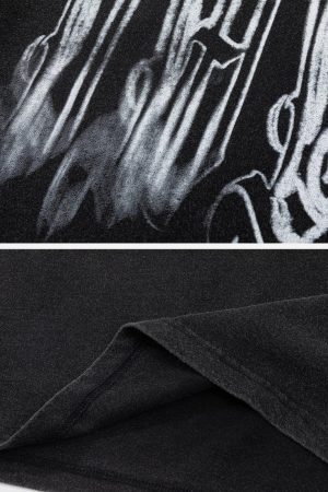 Concert Outfit Fuzzy Font Print Washed Tee