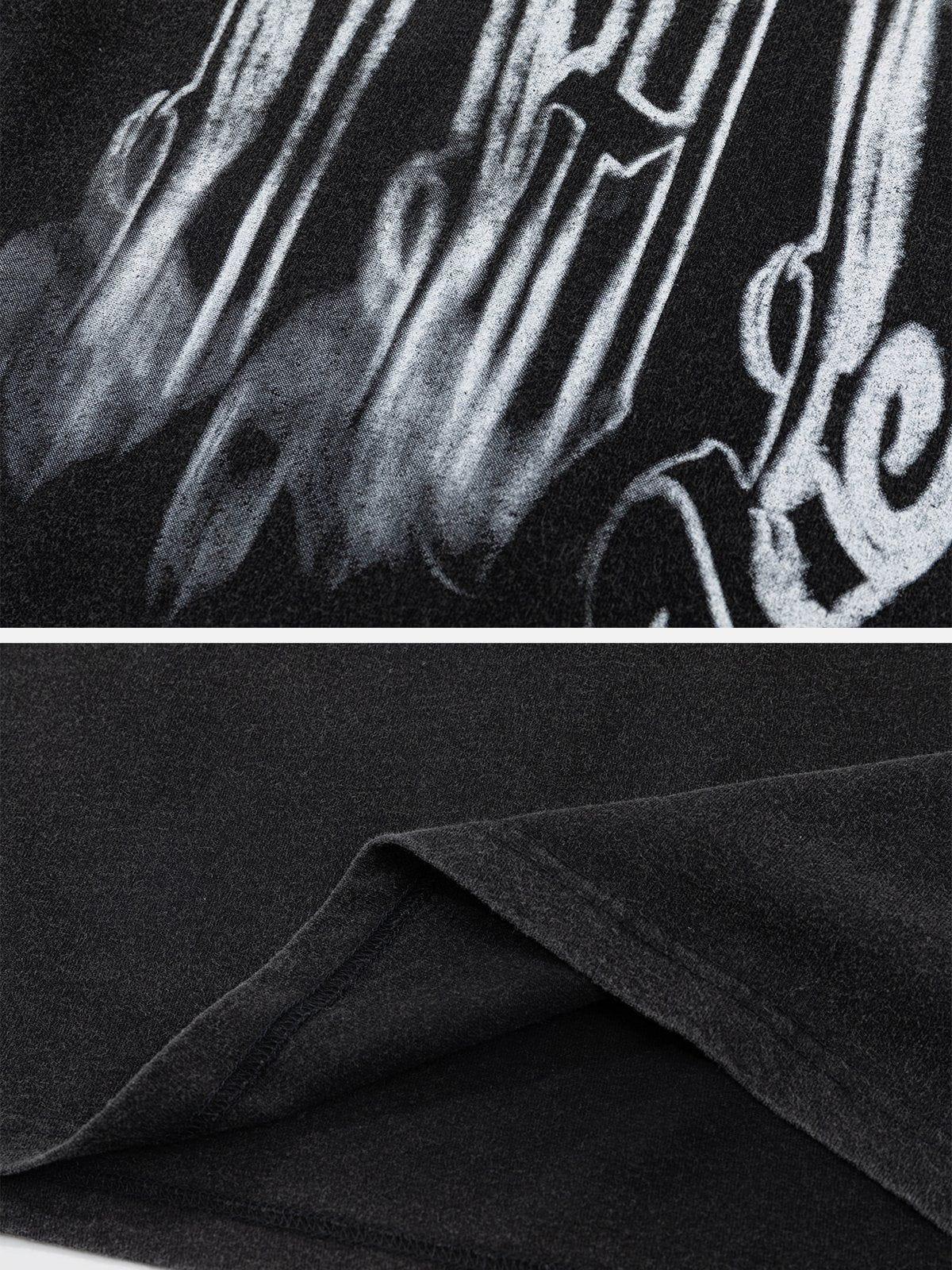 Concert Outfit Fuzzy Font Print Washed Tee Concert Outfit Fuzzy Font Print Washed Tee