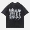Concert Outfit Fuzzy Font Print Washed Tee