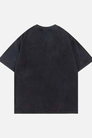 Concert Outfit Fuzzy Font Print Washed Tee