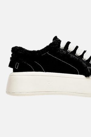 Concert Outfit Fuzzy Trim Chunk Shoes