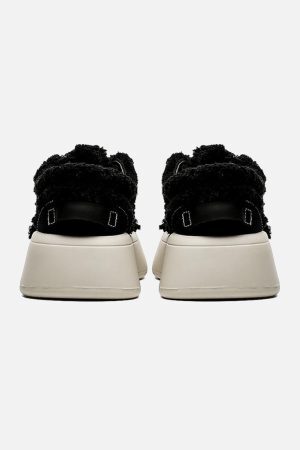 Concert Outfit Fuzzy Trim Chunk Shoes