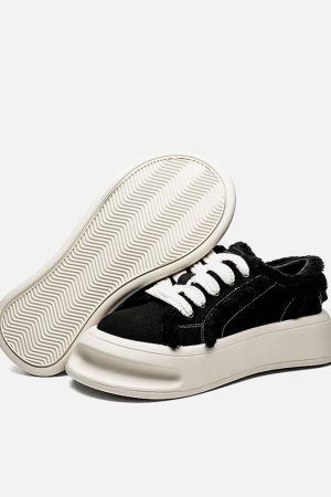 Concert Outfit Fuzzy Trim Chunk Shoes