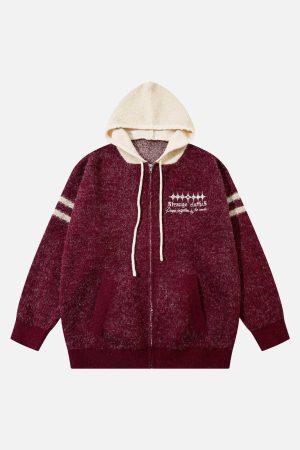 Concert Outfit Fuzzy Zipper Hooded Sweater