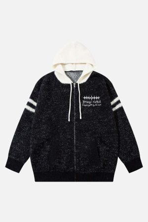 Concert Outfit Fuzzy Zipper Hooded Sweater