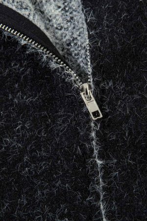 Concert Outfit Fuzzy Zipper Hooded Sweater