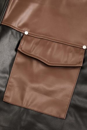 Concert Outfit Gangster Rap Patchwork Contrast Leather Shirt