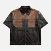 Concert Outfit Gangster Rap Patchwork Contrast Leather Shirt