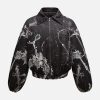 Concert Outfit Gem Printed Quilted Bomber Jacket