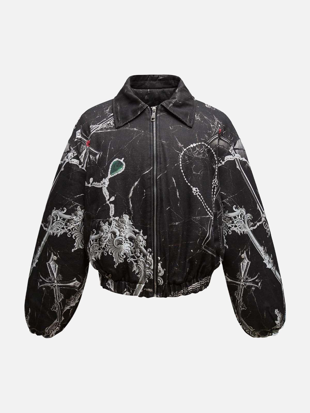 Concert Outfit Gem Printed Quilted Bomber Jacket Concert Outfit Gem Printed Quilted Bomber Jacket