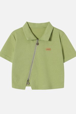 Concert Outfit Geometric Zip Up Crop Tee