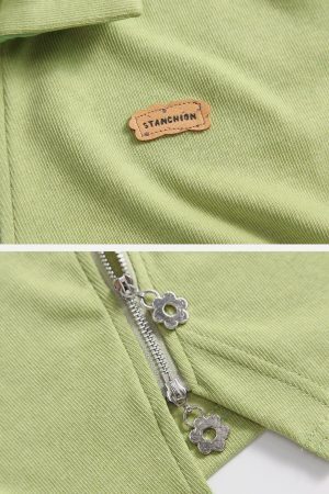 Concert Outfit Geometric Zip Up Crop Tee