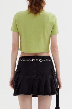 Concert Outfit Geometric Zip Up Crop Tee