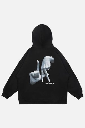 Concert Outfit Gesture Print Hoodie