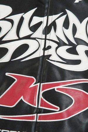 Concert Outfit Gothic Alphabet Patch Racing Collar Jacket