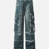 Concert Outfit Gradient Dip Dye Wash Multi-Pocket Cargo Jeans