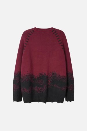 Concert Outfit Gradient Dyed Embroidered Sweater