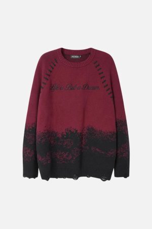 Concert Outfit Gradient Dyed Embroidered Sweater