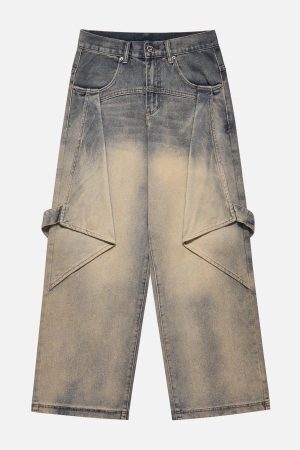 Concert Outfit Gradient Irregular Patchwork Jeans