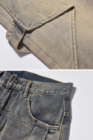 Concert Outfit Gradient Irregular Patchwork Jeans