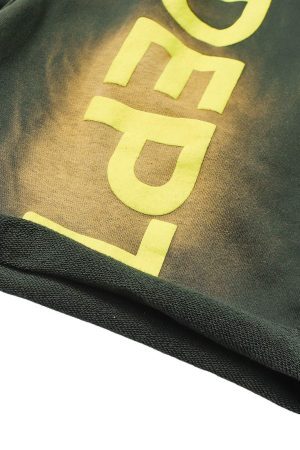 Concert Outfit Gradient Letter Print Drawstring Shorts