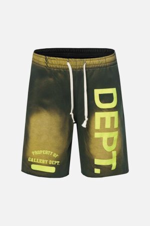 Concert Outfit Gradient Letter Print Drawstring Shorts