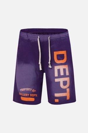 Concert Outfit Gradient Letter Print Drawstring Shorts