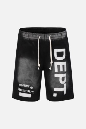 Concert Outfit Gradient Letter Print Drawstring Shorts