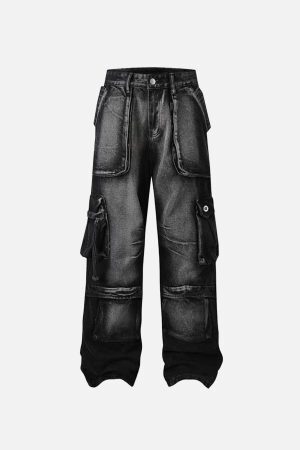 Concert Outfit Gradient Multi-Pocket Cargo Jeans