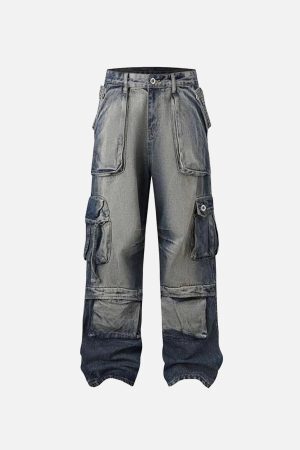 Concert Outfit Gradient Multi-Pocket Cargo Jeans