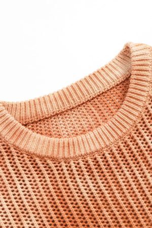 Concert Outfit Gradient Ombre Knit  Crew Neck Sweater