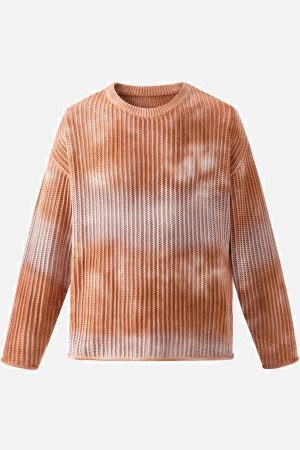 Concert Outfit Gradient Ombre Knit  Crew Neck Sweater