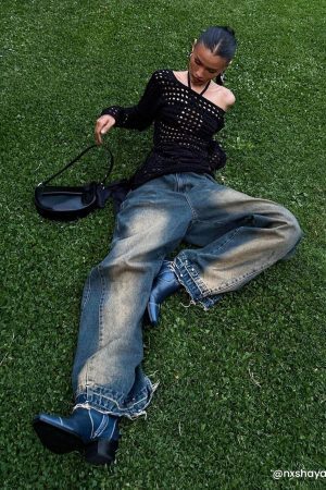 Concert Outfit Gradient Raw Edge Jeans