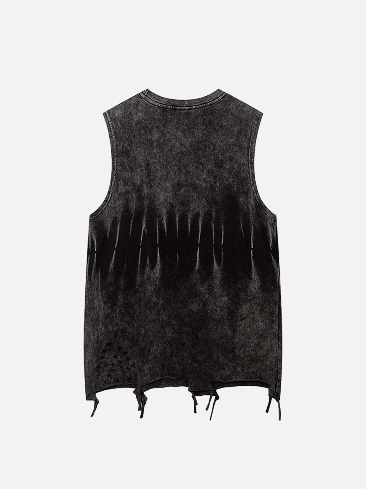 Concert Outfit Gradient Tie-Dye Raw Edge Vest Concert Outfit Gradient Tie-Dye Raw Edge Vest