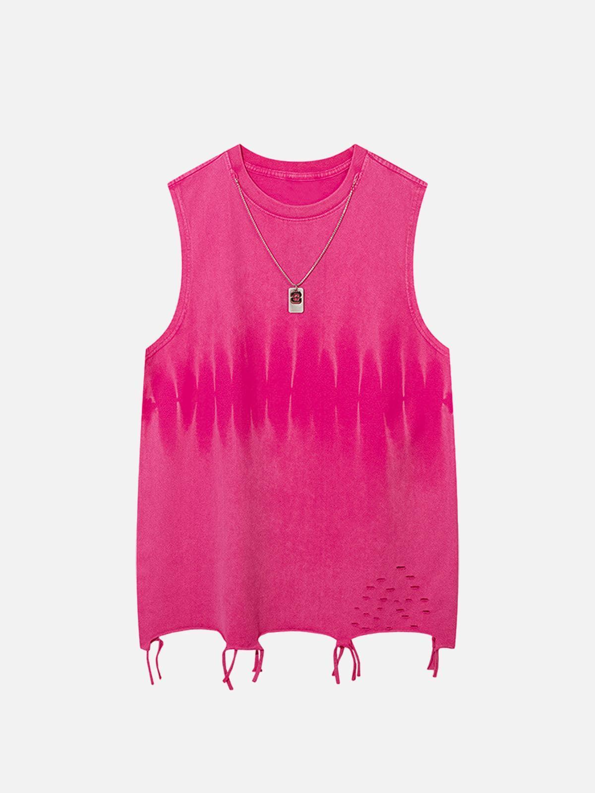 Concert Outfit Gradient Tie-Dye Raw Edge Vest Concert Outfit Gradient Tie-Dye Raw Edge Vest