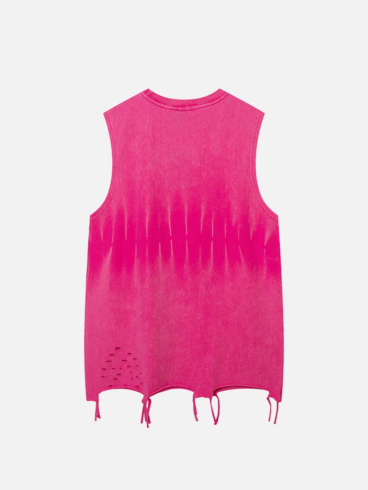 Concert Outfit Gradient Tie-Dye Raw Edge Vest Concert Outfit Gradient Tie-Dye Raw Edge Vest