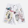 Concert Outfit Graffiti Art Denim Shorts